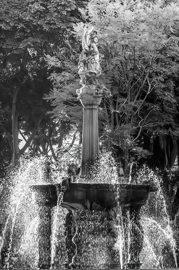 Archangel Fountain Zocalo Puebla Mexico Photograph by William Perry