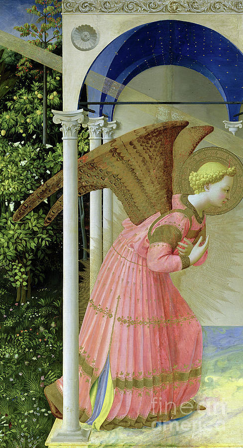 Archangel Gabriel, detail from The Annunciation, 1426 Painting by Fra Angelico