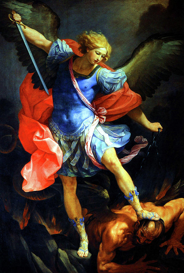 Archangel Michael defeats Satan Painting by Guido Reni - Pixels