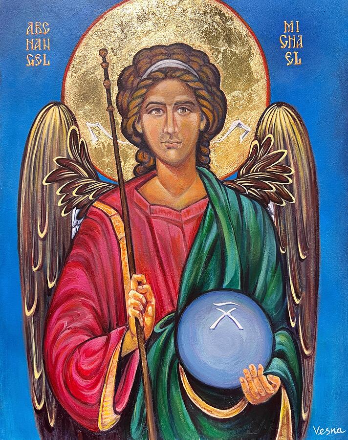 Archangel Michael Painting By Vesna Delevska Fine Art America Archangel Michael Vesna Delevska
