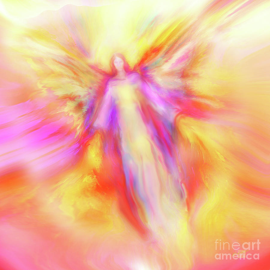 Archangel Uriel Painting - Archangel Uriel In Flight by Glenyss Bourne