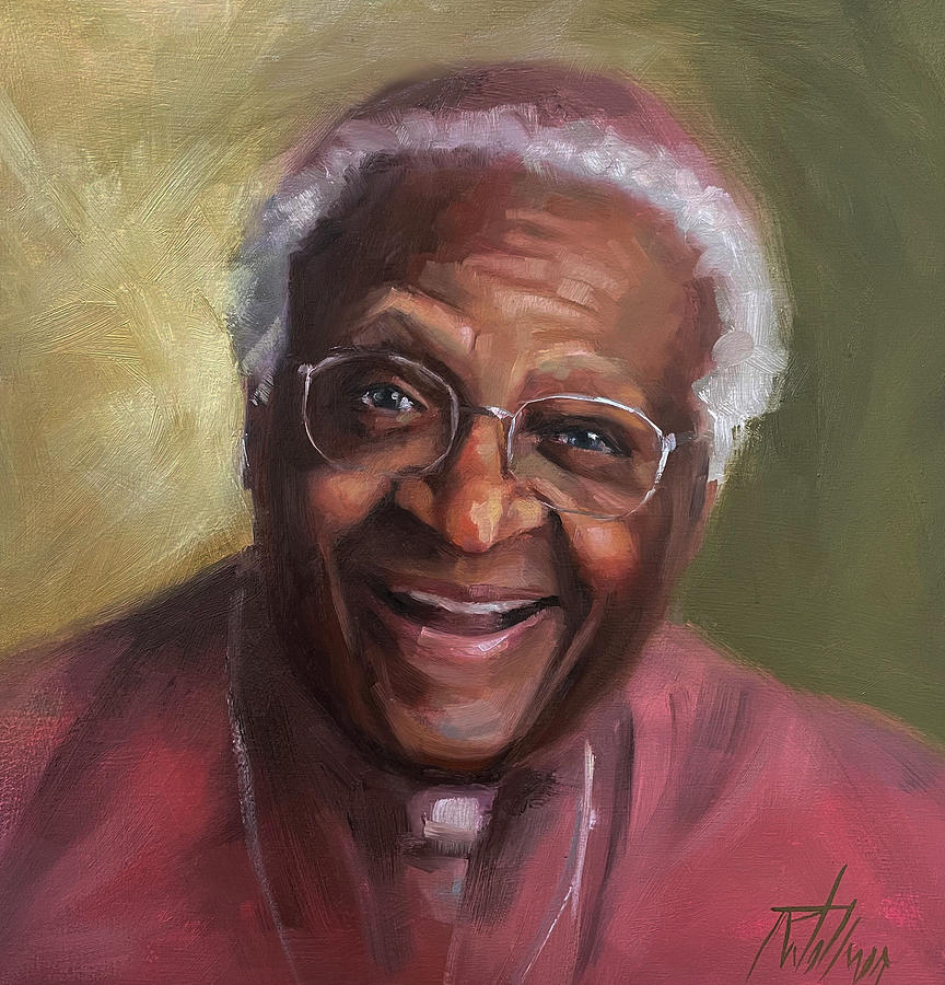 Desmond Tutu Painting - Archbishop Desmond Tutu by Robin Wellner