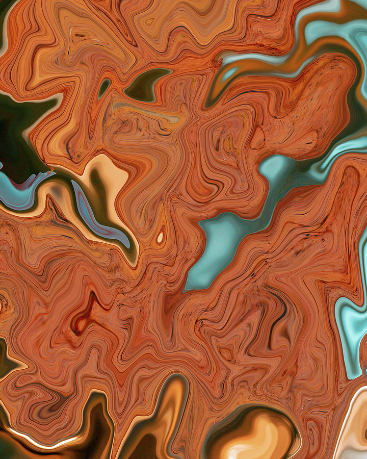 Archer - Contemporary Abstract - Fluid Painting - Marbling Art - Copper Digital Art