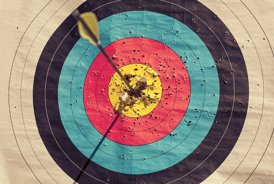 Archery Target With Arrow In The Centre Photograph by Seb Oliver Archery Target With Arrow In The Centre Photograph by Seb Oliver