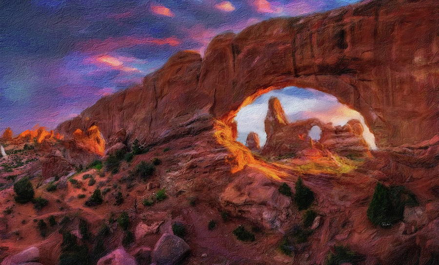 Arches at Sunset - Utah Digital Art by Russ Harris