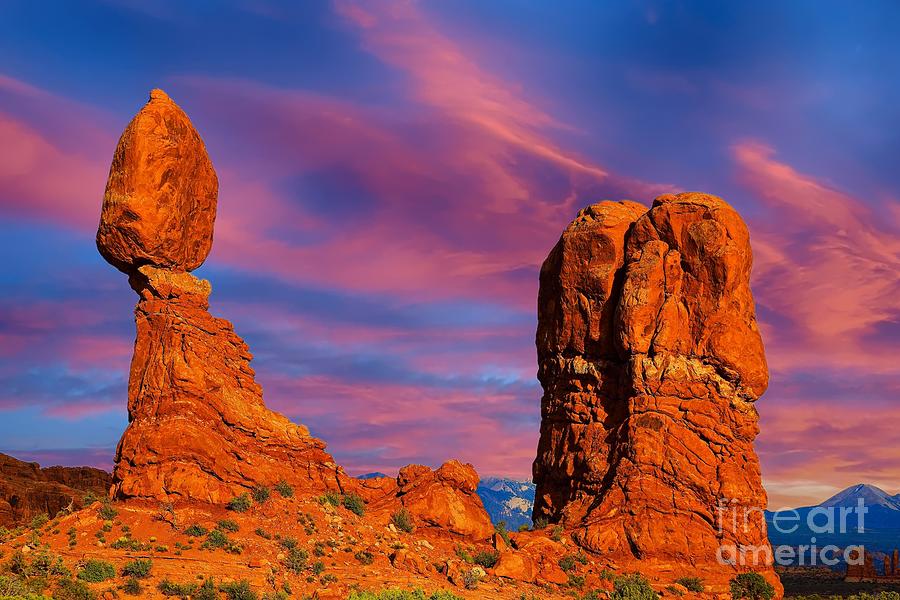 Sunset Photograph - Arches National Park- Balancing Rock by Sherry Little Fawn Schuessler
