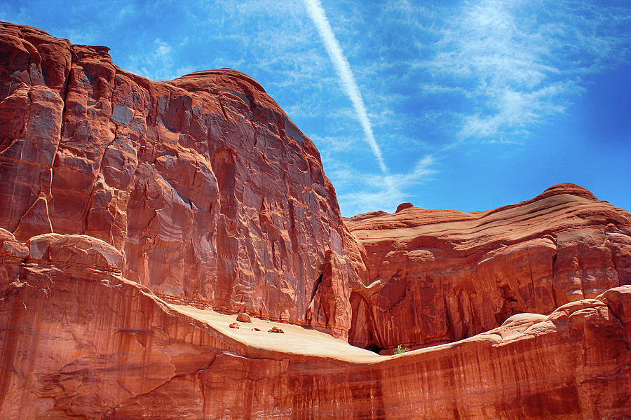 Arches National Park with Vapor Trail 061322 Photograph by Mary Bedy