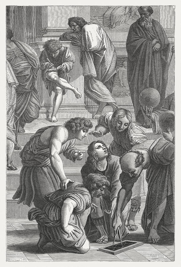 Archimedes (School of Athens) by Raphael (Italian painter), published 1878 Drawing by Zu_09