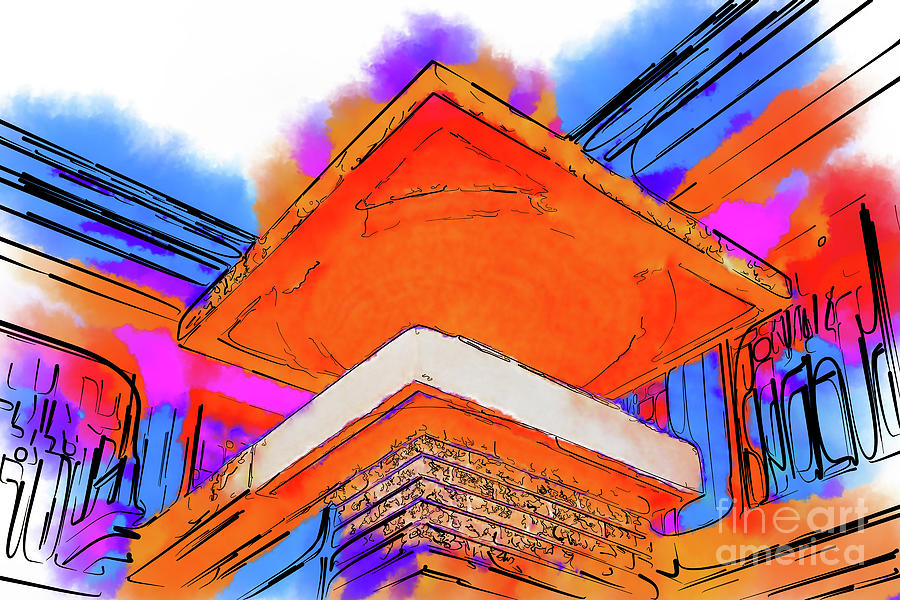 Architectural Elements In Abstract Watercolor Digital Art by Kirt Tisdale