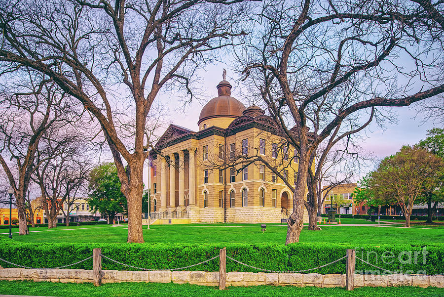 Architectural Photograph of Historic Hays County Courthouse in Downtown San Marcos -  Central Texas  Photograph by Silvio Ligutti