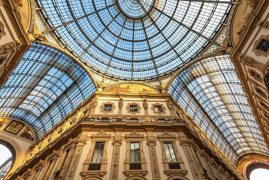 Architecture in Milan fashion Gallery, Italy. Dome roof architec Photograph by Paolo Modena