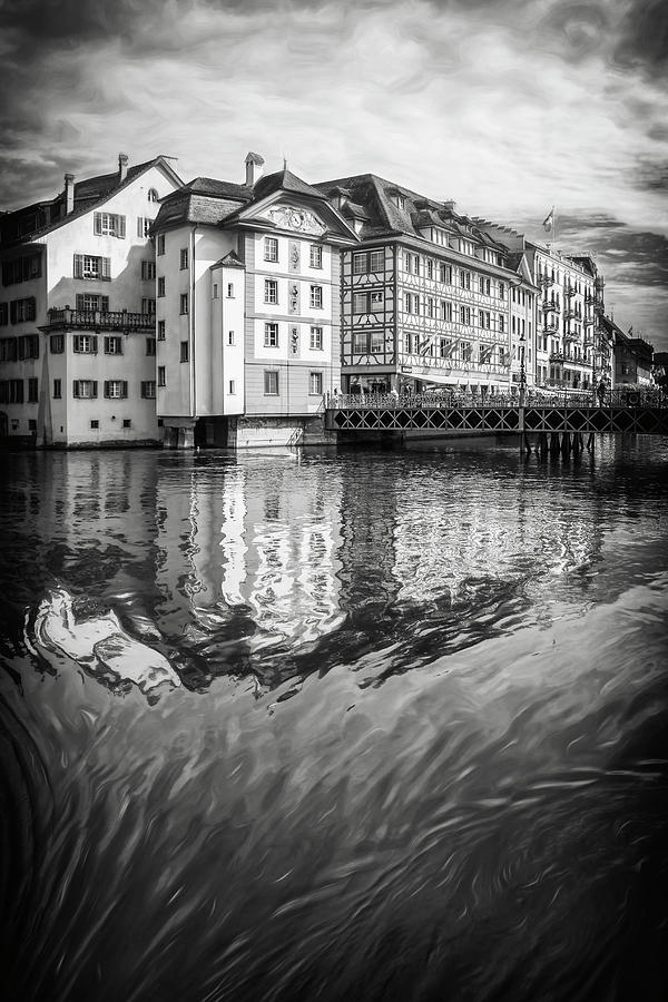 Architecture of Old Lucerne Switzerland Black and White Photograph by Carol Japp