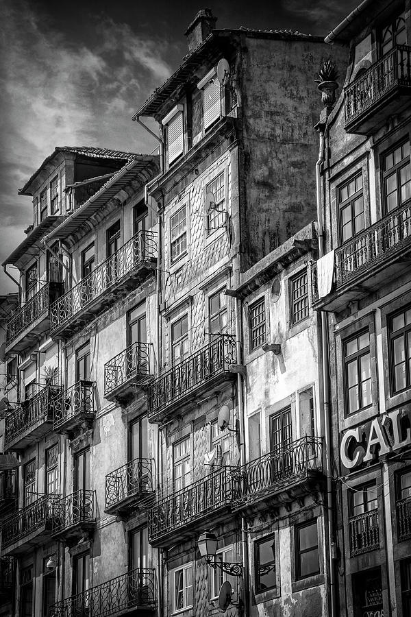 Architecture of Old Porto Portugal Black and White Photograph by Carol Japp