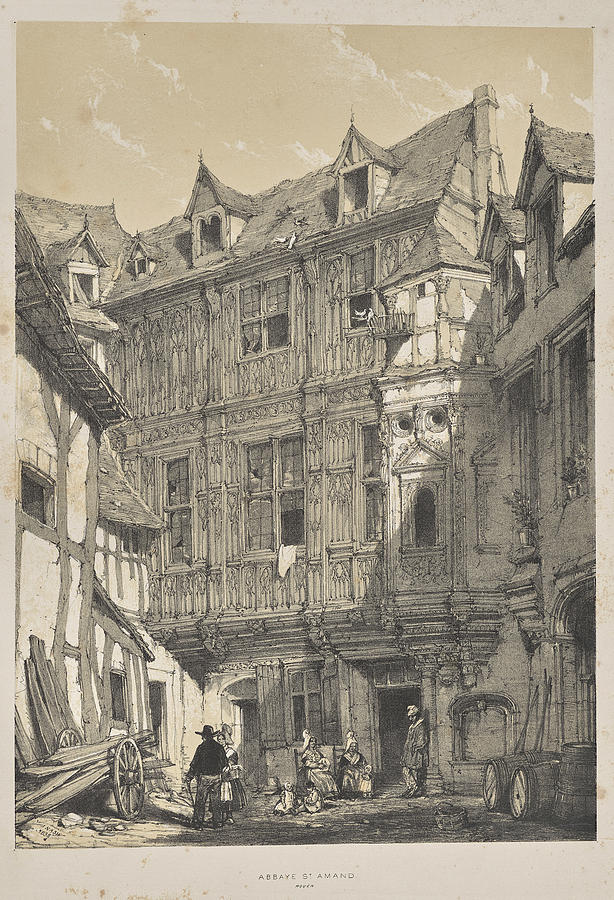 Architecture of the Middle Ages Abbaye St. Amand, Rouen 1838 Joseph Nash Painting by MotionAge Designs