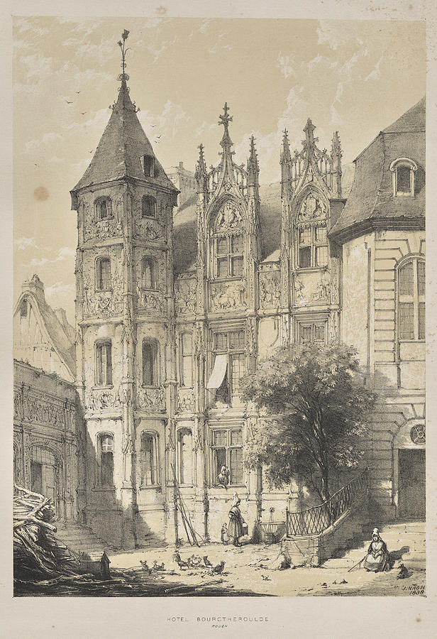 Architecture of the Middle Ages Hotel Bourgtheroulde, Rouen  Painting by MotionAge Designs