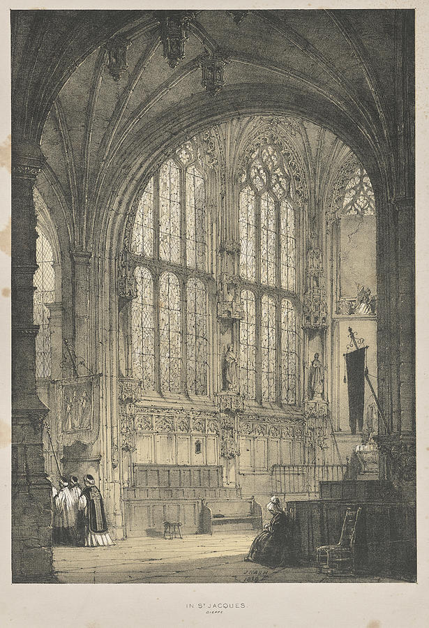 Architecture of the Middle Ages In St. Jacques, Dieppe, East End, Interior 1838 Joseph Nash Painting by MotionAge Designs