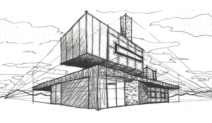 Sketch Architecture Building by Roy Mikes on canvas, poster, wallpaper and  more