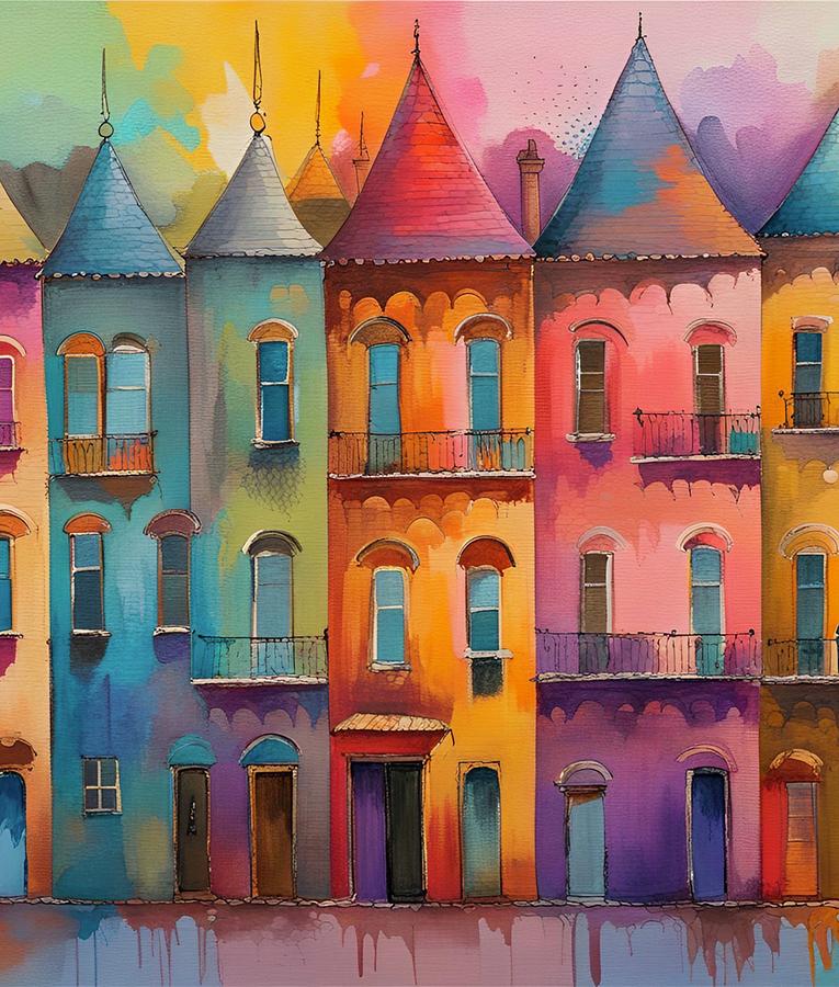 Architecture Watercolor I Mixed Media by Bonnie Bruno