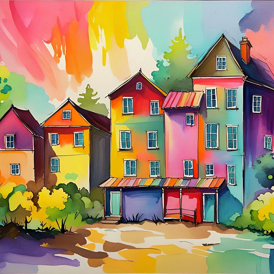 Architecture Watercolor III Painting by Bonnie Bruno