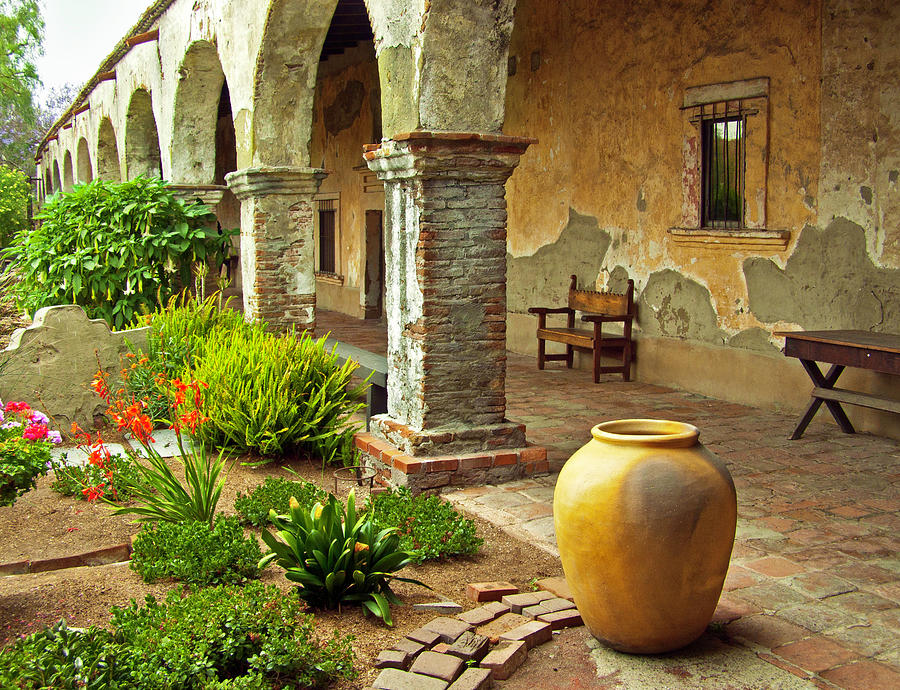Archways at Mission San Juan Capistrano, California Photograph by Denise Strahm