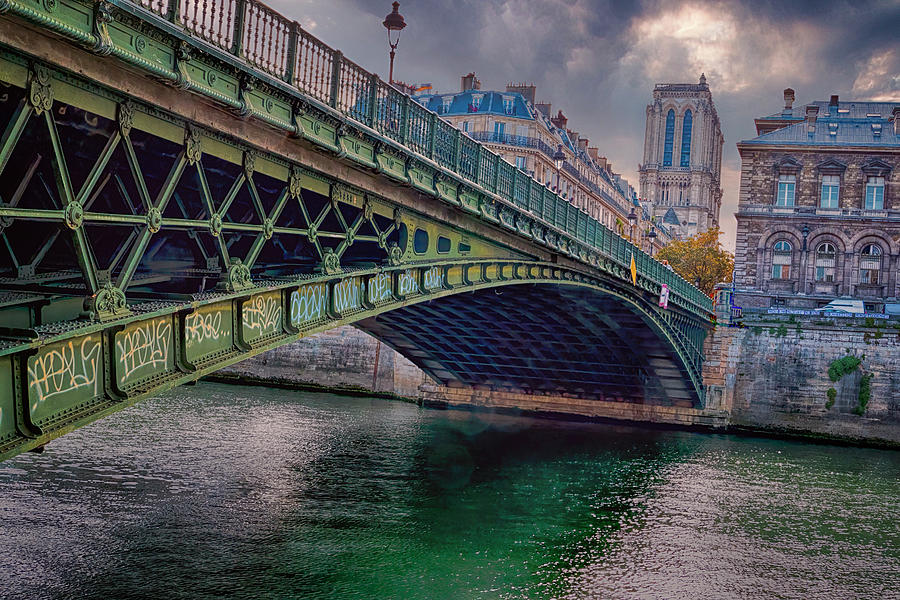 Paris Photograph - Arcole Bridge by Claude LeTien