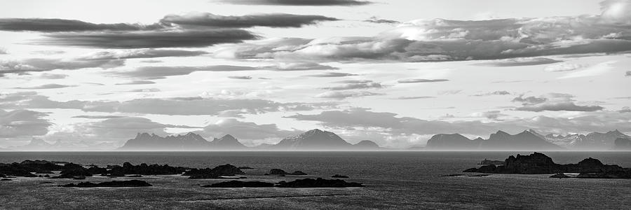 Arctic Circle Mountains of Nordland Norway Black and white Photograph by Sonny Ryse