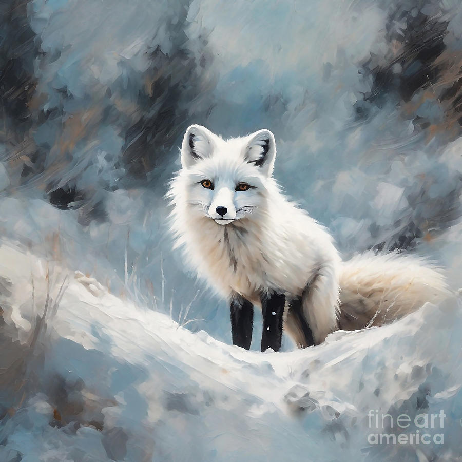 Arctic Fox Blending into the snowy landscape Digital Art by Grover ...