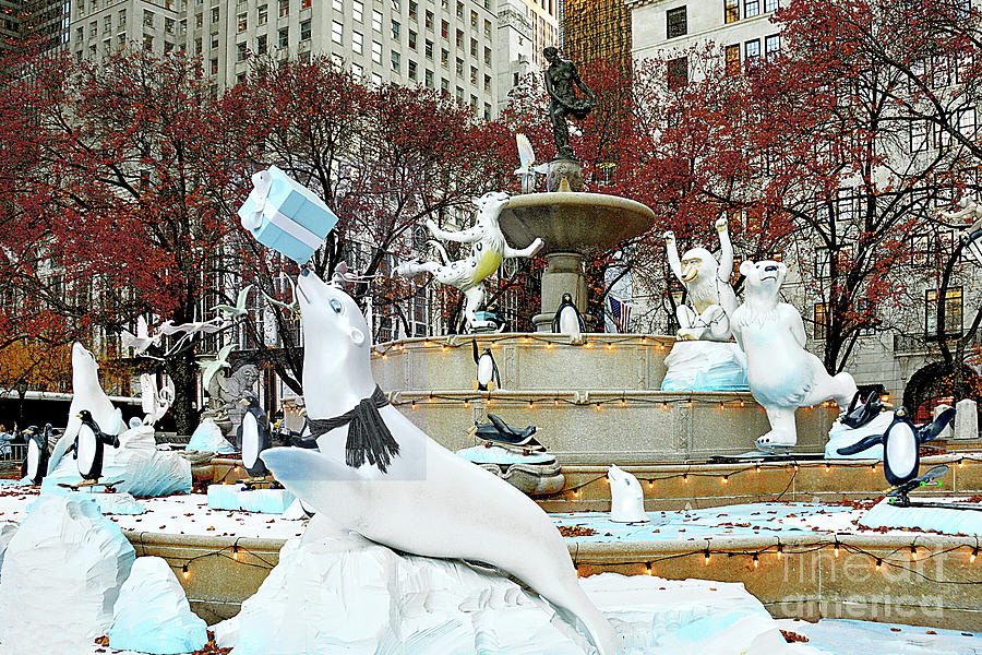 Arctic Holiday at Pulitzer Fountain NYC Photograph by Regina Geoghan