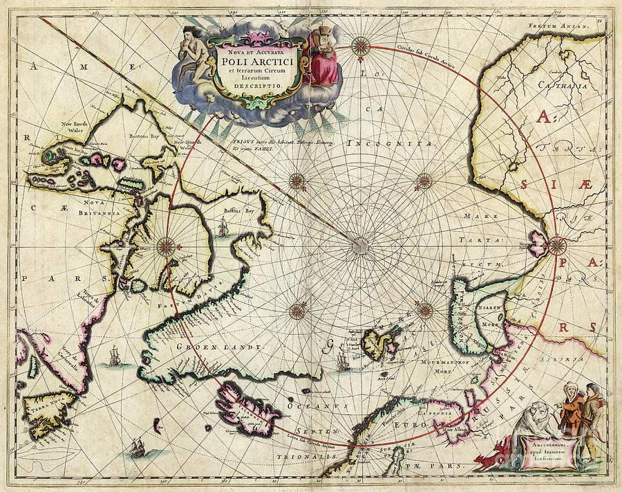 Arctic Map, 1690 Drawing by Nicholas Visscher