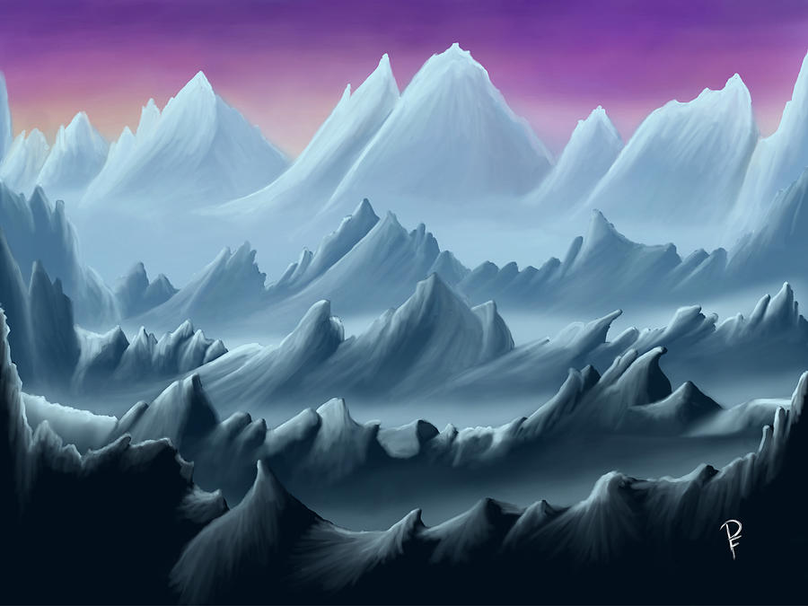 Arctic Mountains at Sunset Digital Art by Penny FireHorse