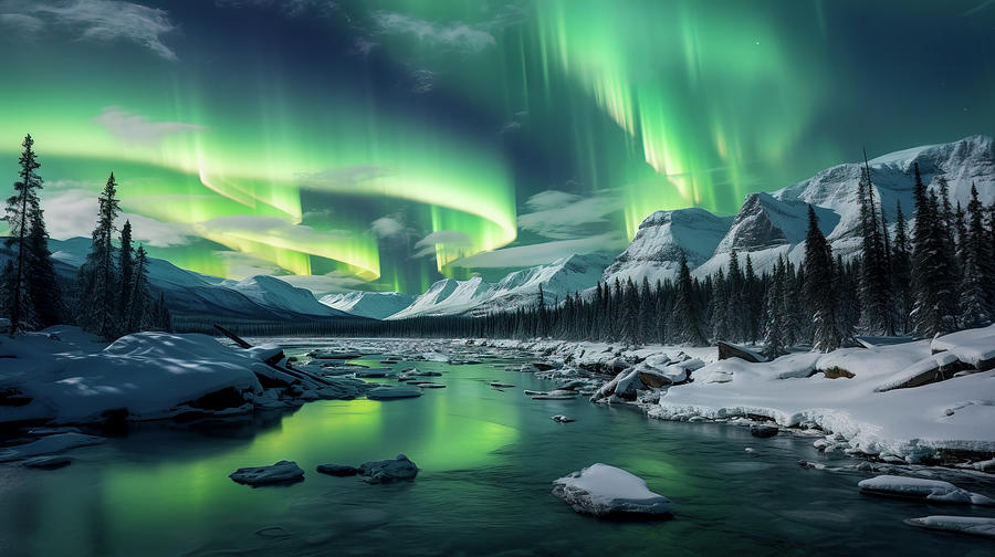 Arctic Symphony of Lights - AI Art Digital Art by Chris Anson
