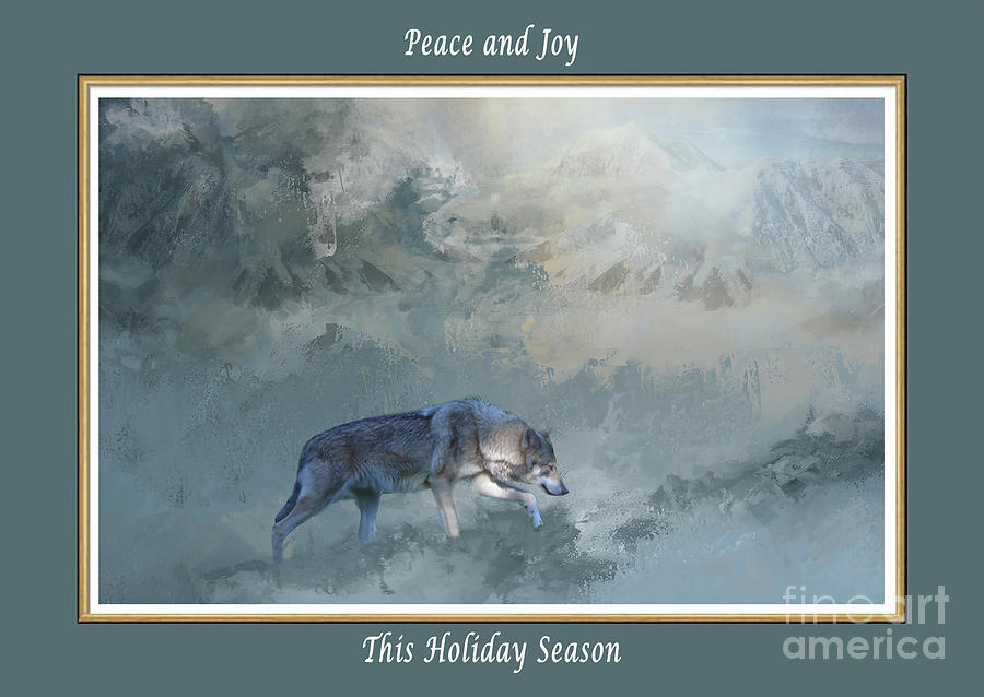 Arctic Wolf Christmas Card Mixed Media by Kathy Kelly