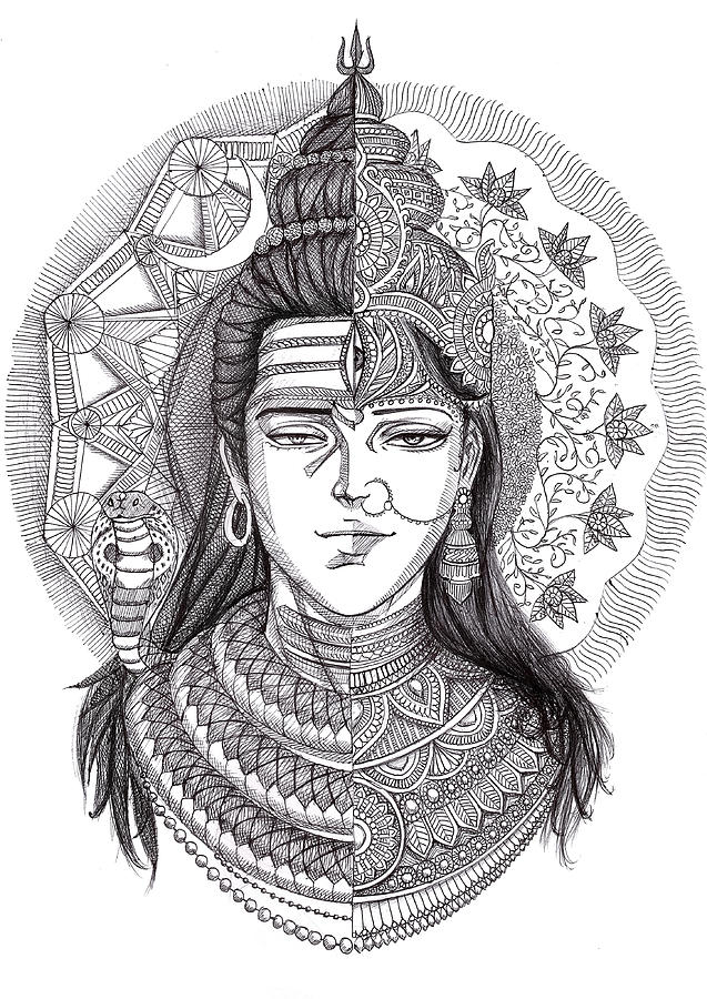 Ardhnareeshwara Drawing by Gyan Prakash | Fine Art America