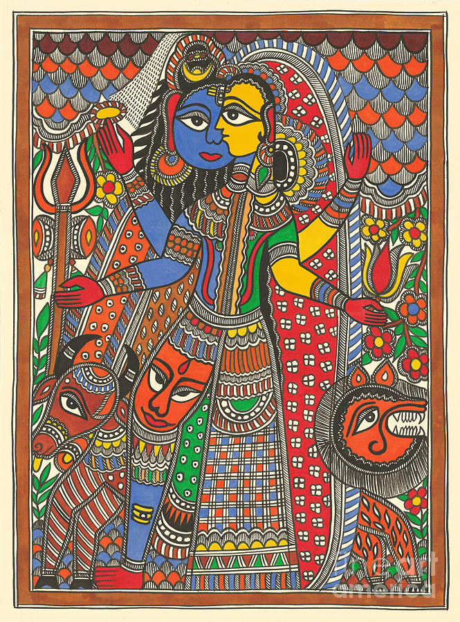 madhubani painting ardhnarishwar