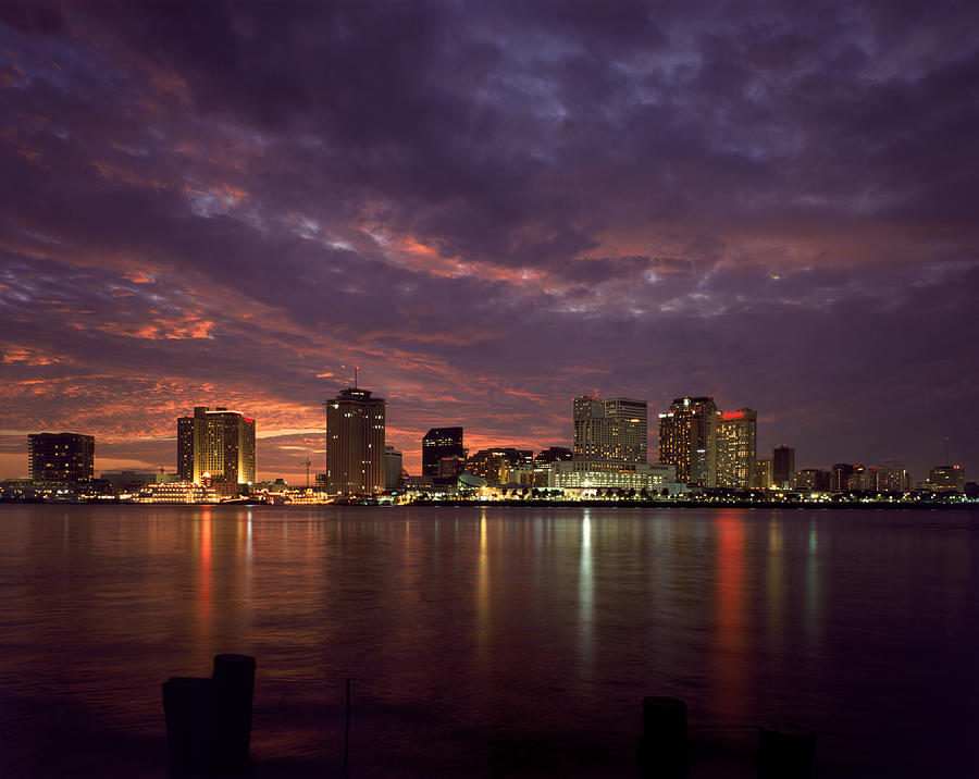 Area view of skyline at dusk, New Orleans, LA Photograph by Paul D. Taylor