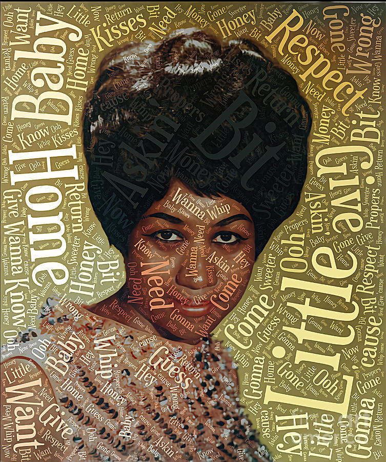 Aretha Franklin text art typography portrait Digital Art by Christina F ...