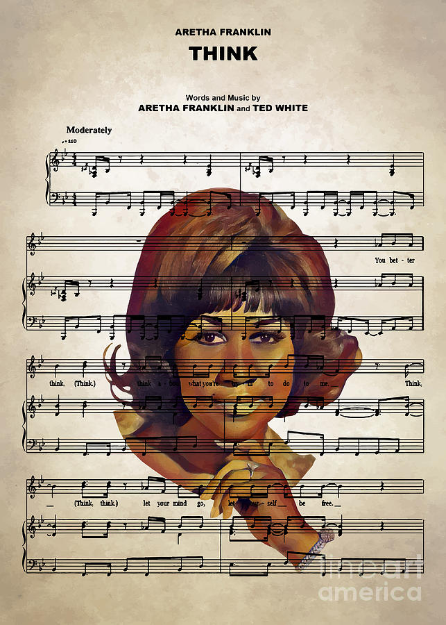 Aretha Franklin Digital Art - Aretha Franklin - Think by Bo Kev