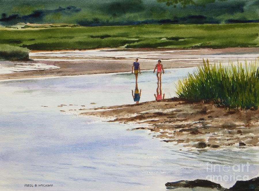 Areys Pond Stroll Painting by Karol Wyckoff