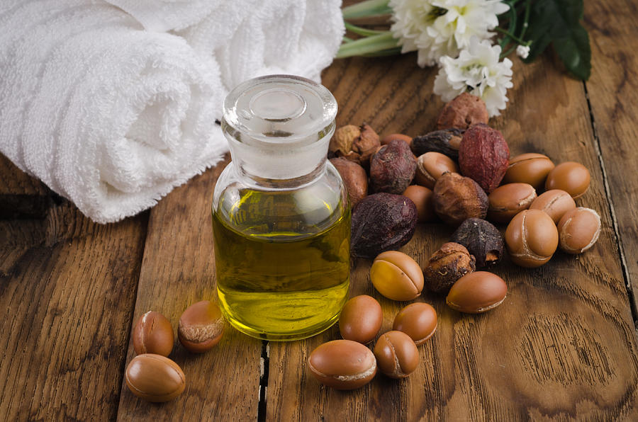 Argan oil with fruits Photograph by Luisapuccini