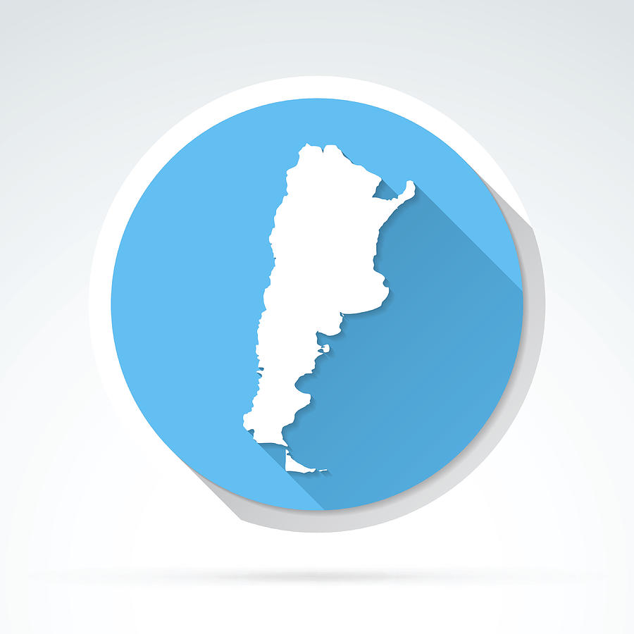 Argentina map icon, Flat Design, Long Shadow Drawing by Bgblue