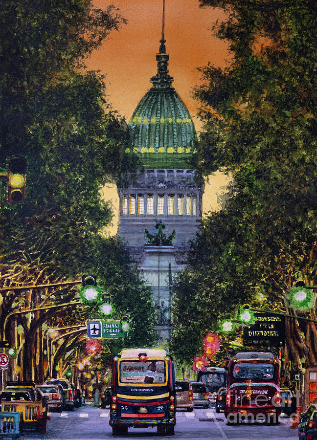 Argentina Parliament. Buenos Aires, Argentina Painting by Bernardo Galmarini
