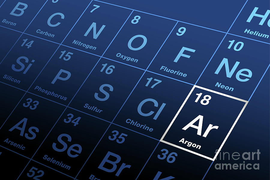 Argon on periodic table of the elements, with element symbol Ar Digital ...