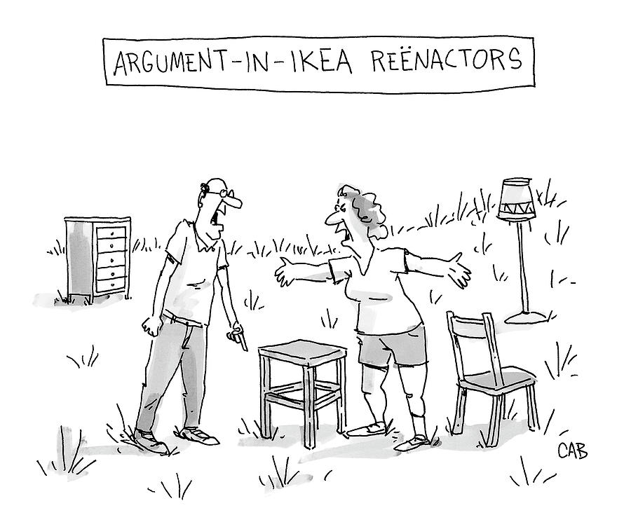 Argument in Ikea Reenactors Drawing by Adam Cooper and Mat Barton