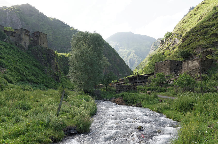 Argun River in Shatili village, Caucasus Mountains, Georgia Photograph by Vyacheslav Argenberg