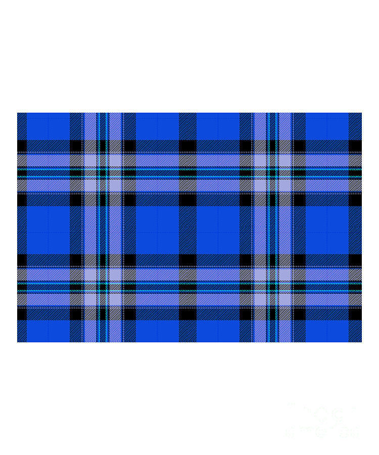 Argyle Fabric Plaid Pattern Blue and Black Digital Art by PIPA Fine Art - Simply Solid