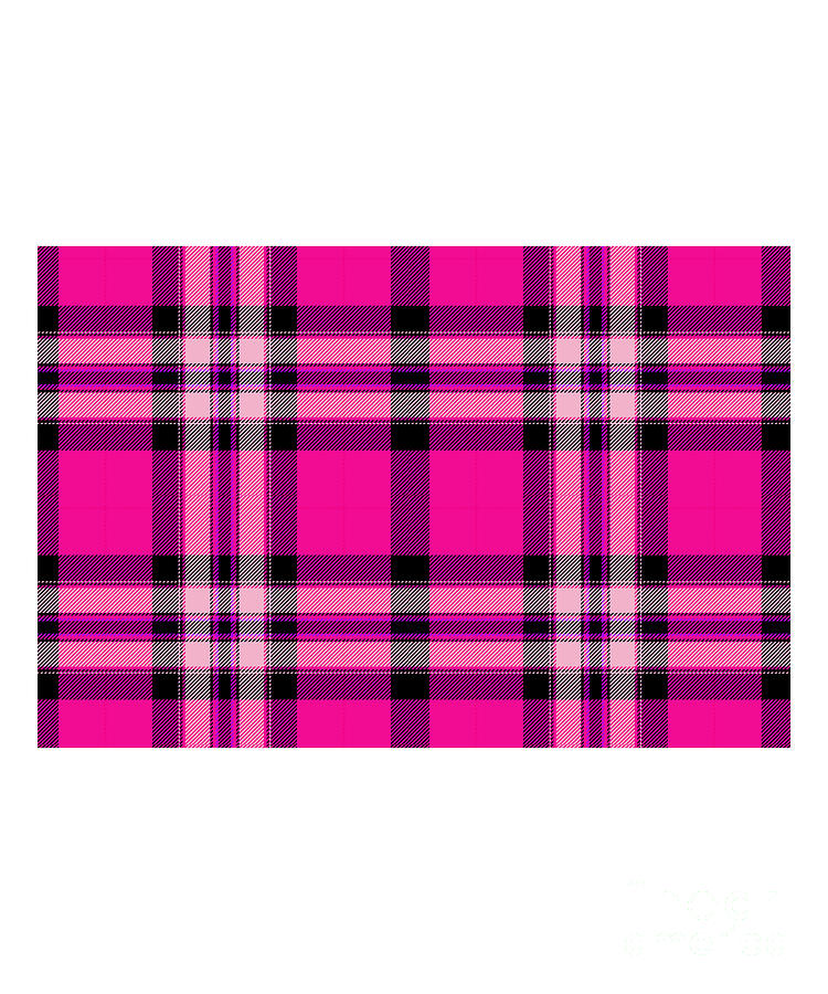 Argyle Fabric Plaid Pattern Pink and Black Digital Art by PIPA Fine Art - Simply Solid