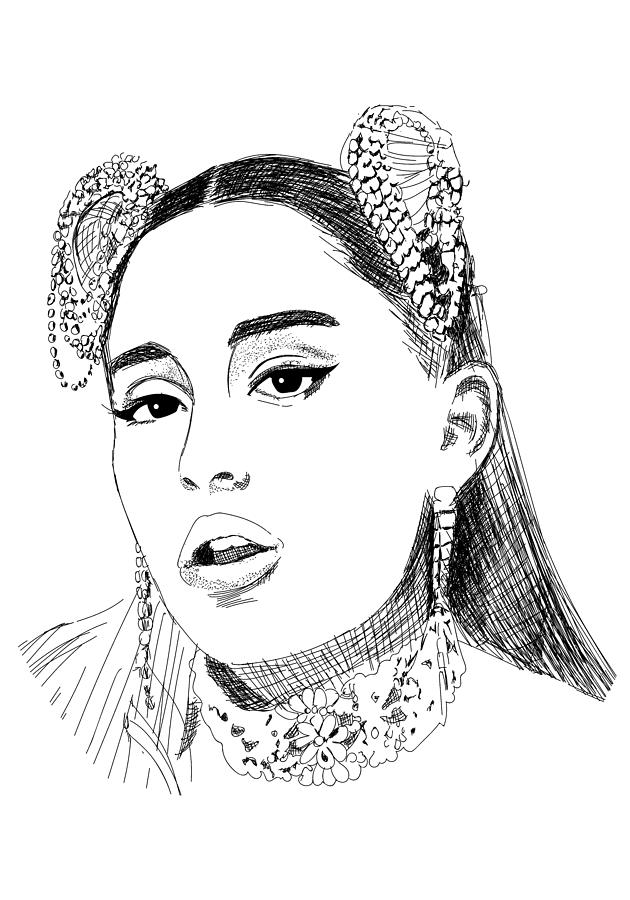 Ariana Grande 7 Rings - White Digital Art by Music Divas Shop