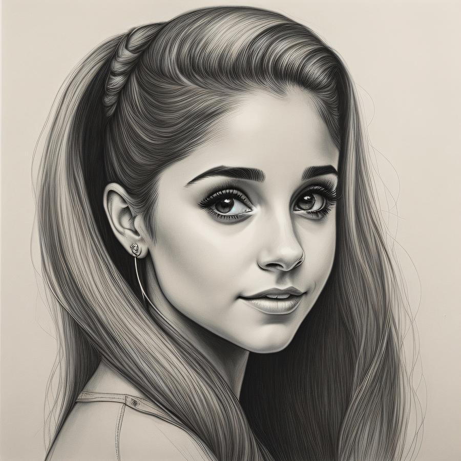 Ariana Grande Sketch Digital Art by Bob Smerecki - Fine Art America