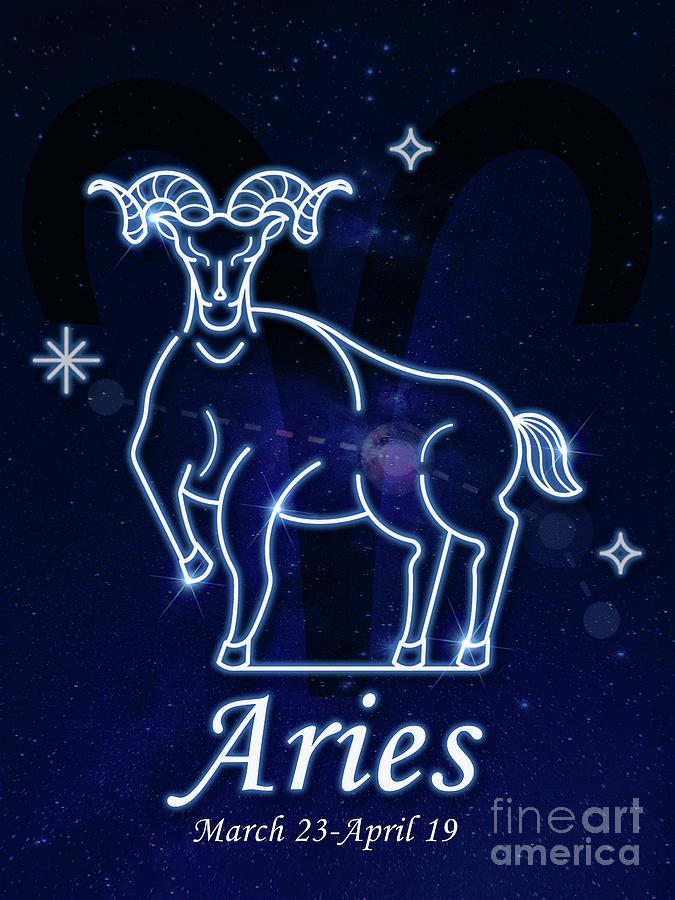 Aries Line Art Zodiac Sign Zodiac Poster Design Digital Art by GnG Bros ...