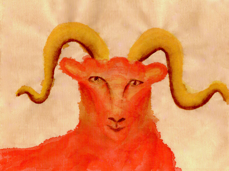 Aries Zodiac Sign Ram Symbol Painting by Anne Nordhaus-Bike